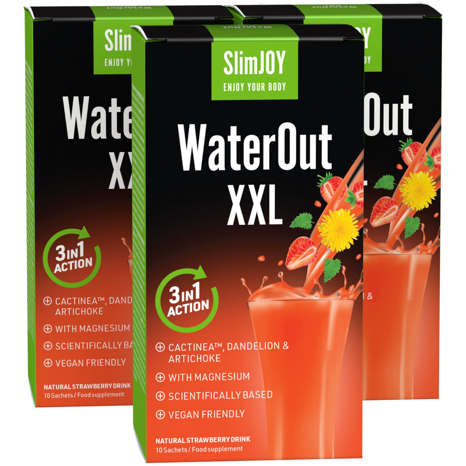 WaterOut XXL 1+2 OFFERTS| Diurétique naturel pour réduire les ballonnements & la rétention d'eau | 3 x 10 sachets | SlimJOY.