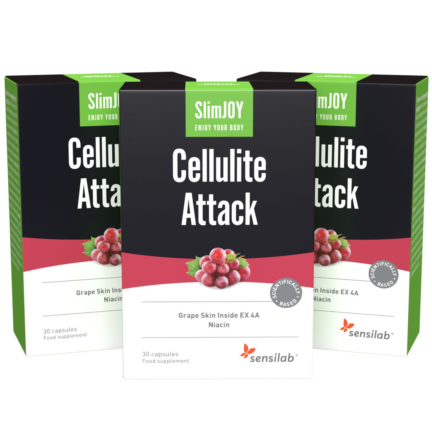 3x Cellulite Attack, 3x 30 gélules - gélules anticellulite | Gélules de tissus conjonctifs | Cellulite | épluchure d'orange | SlimJOY.