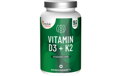 Essentials Vitamin D3 5000 IU + K2 200 μg høj dosis - vegansk, 90 kapsler