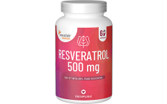 Essentials Resveratrol 500 mg de dose alta - vegan, 60 cápsulas