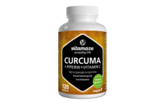 Cúrcuma de alta dosis + Piperina + Vitamina C, 120 cápsulas veganas