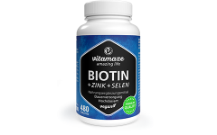 Biotin hochdosiert + Zink + Selen, 480 vegane Tabletten