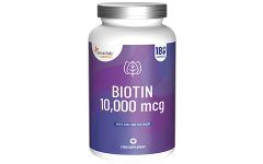 Essentials Biotin 10.000 mcg hochdosiert + Zink + Selen, 180 Kapseln, vegan