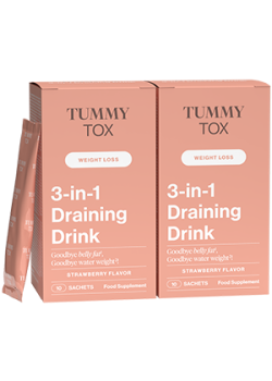3-in-1 Draining Drink (Morango): Bebida contra a retenção de líquidos - 2 caixas